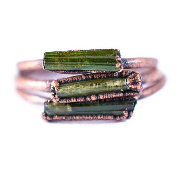 Green Tourmaline Crystal Ring for wholesale by HAWKHOUSE
