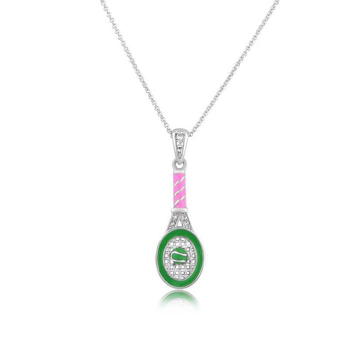 Crystal Enamel Tennis Racket Ball Pendent for wholesale by Chanteur