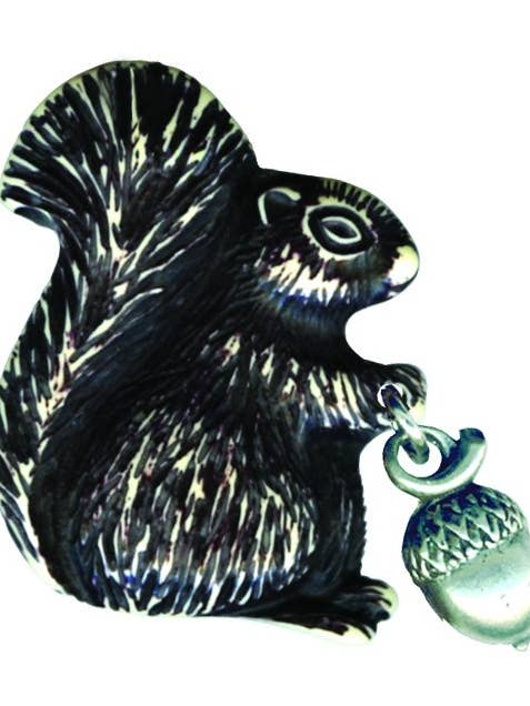 Black & Ivory Squirrel With Nut Retrolite Pin for wholesale by Classic Hardware