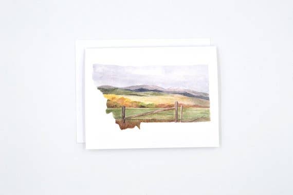 Rachel Alvarez Art - Wholesale Stationery/Notecard Set - Montana State Watercolor Notecard Set1