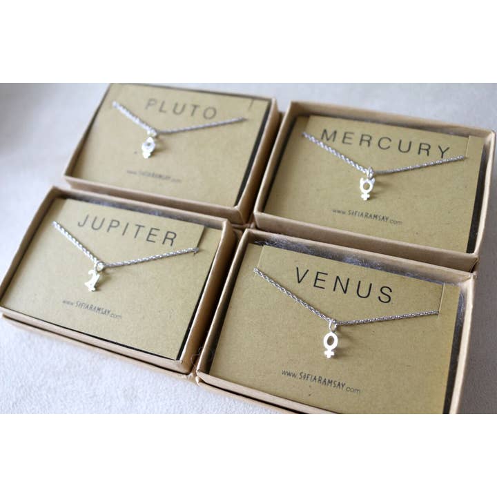Sofia Ramsay - Wholesale Pendant/Charm Necklace - Planet Symbol Dainty Charm Necklaces in Sterling Silver13