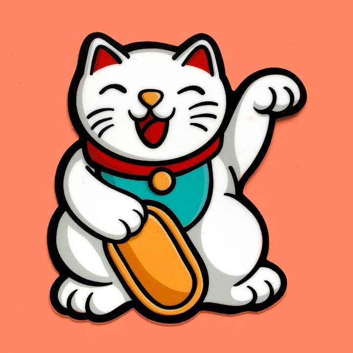 Lucky Cat Vinyl Sticker for wholesale by Shop Emily M