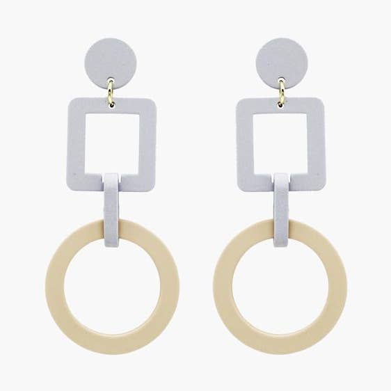 Gray & Nude Geometric Drop Earrings for wholesale by Mia Accessories