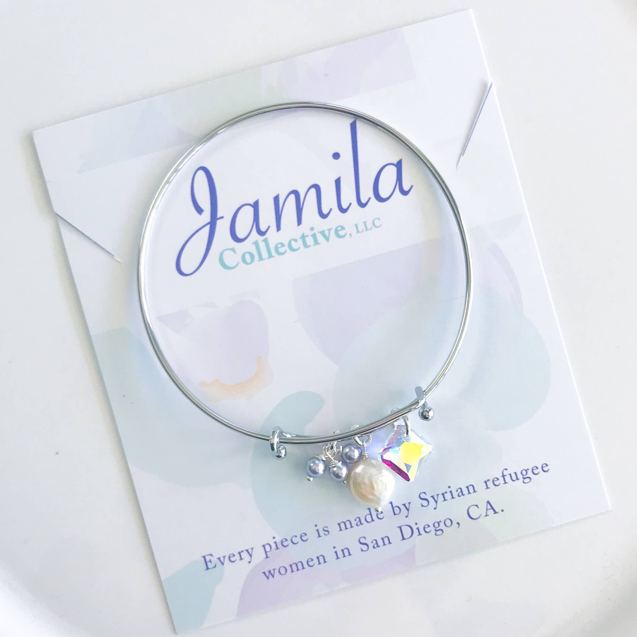 Jamila Collective, LLC - Wholesale Charm/Dangle Bracelet - Hadeel Bangle Bracelet - Lavender Pearl1