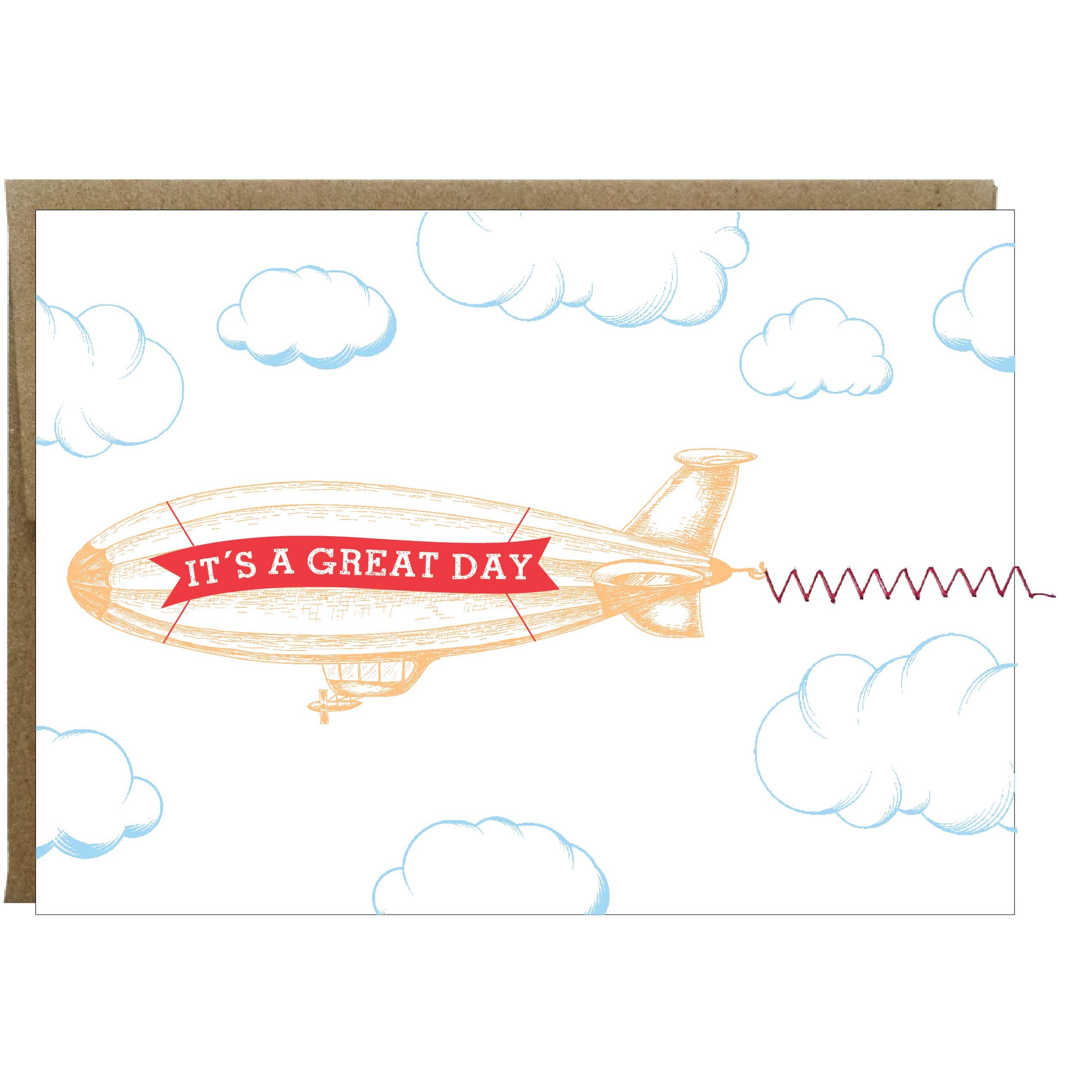 Idea Chic - Wholesale Everyday Greeting Card - It's A Great Day Greeting Card Blimp Banner with Sewn Paper0