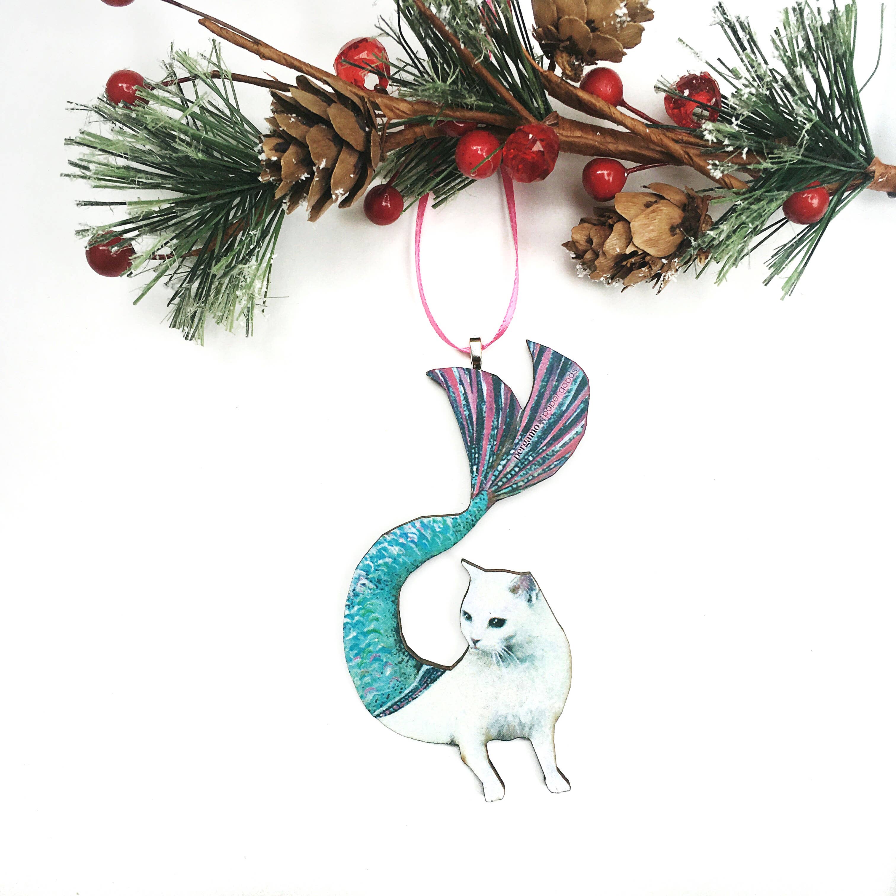 Pergamo Paper Goods – wholesale Ornament – Cat Mermaid Christmas Ornament2