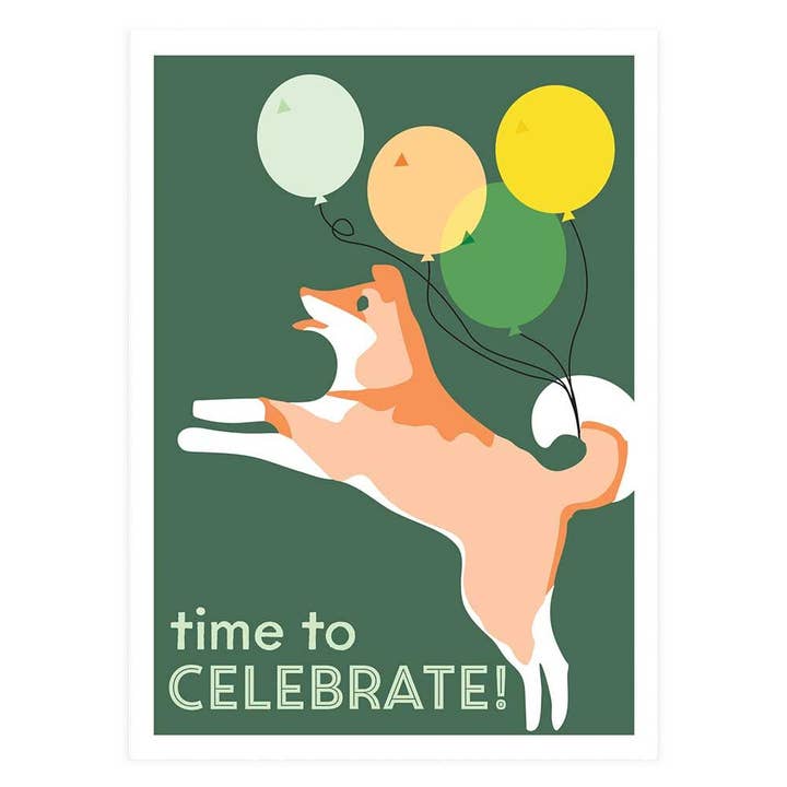 Carte de vœux Time to Celebrate Dog pour la vente par Potluck Press