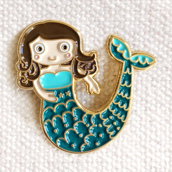 Mermaid Enamel Pin for wholesale by Night Owl Paper Goods