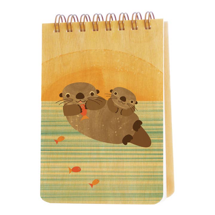 Night Owl Paper Goods - Wholesale Notepad - Emmit & Eli Otters Wood Mini Notepad