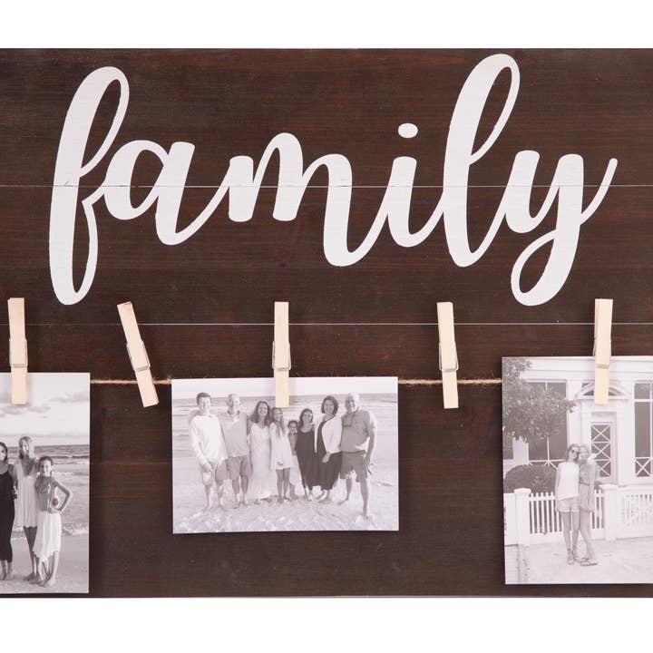 SALE Wood Natural Family Photo Clip Frame for wholesale by Totalee Gift