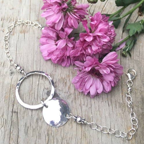 Open and Shut Hammered Sterling Silver Circles Bracelet for wholesale by Simply Sterling Designs