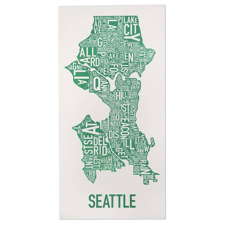 Ork Posters - Wholesale Poster - 16" x 32" Seattle Neighborhood Map Poster2