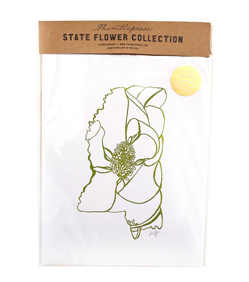 Thimblepress - Wholesale Art Print - Mississippi Magnolia Letterpress Print1