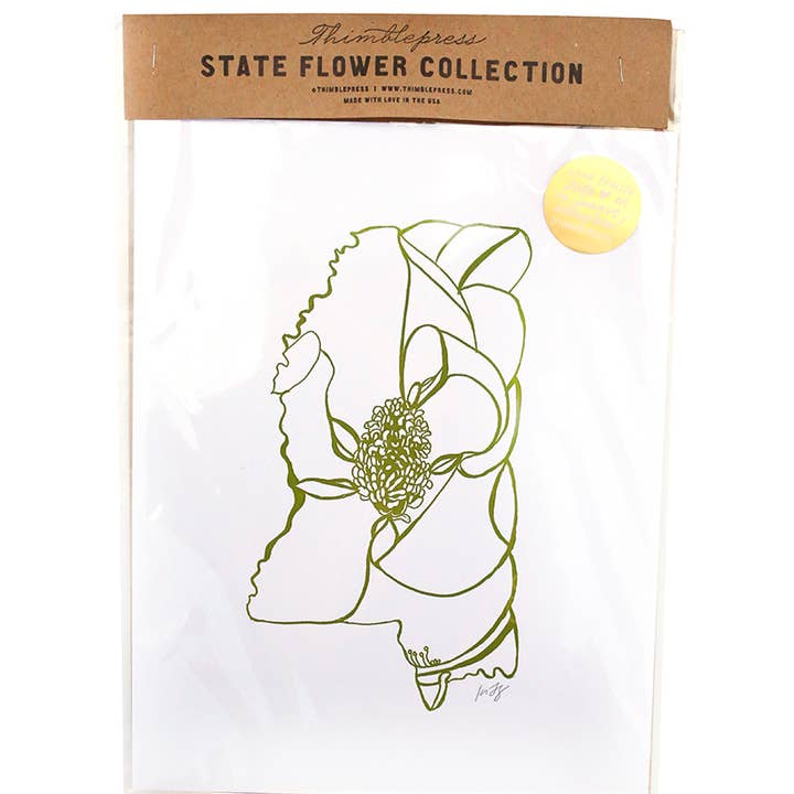 Thimblepress - Wholesale Art Print - Mississippi Magnolia Letterpress Print1