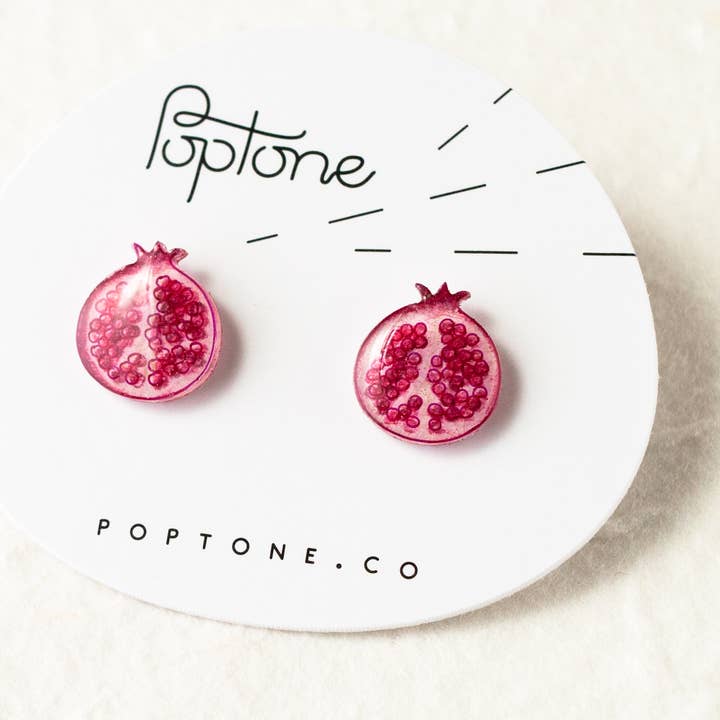 Poptone Co. - Wholesale Stud/Post Earrings - Pomegranate Fruit Stud Earrings0