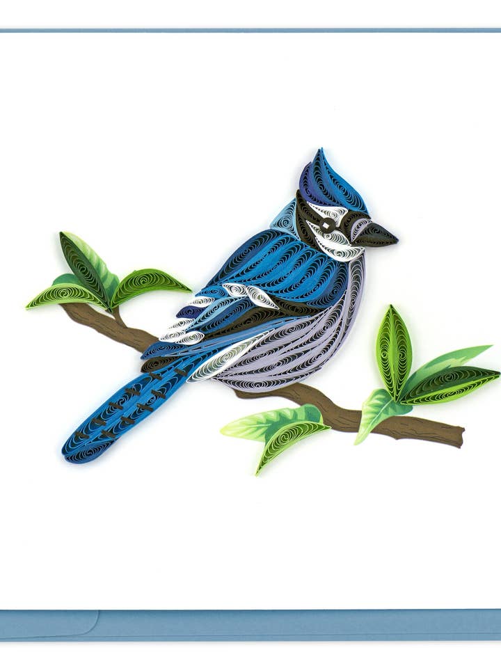 Blue Jay Quilled Everyday Greeting Card for wholesale by Quilling Card