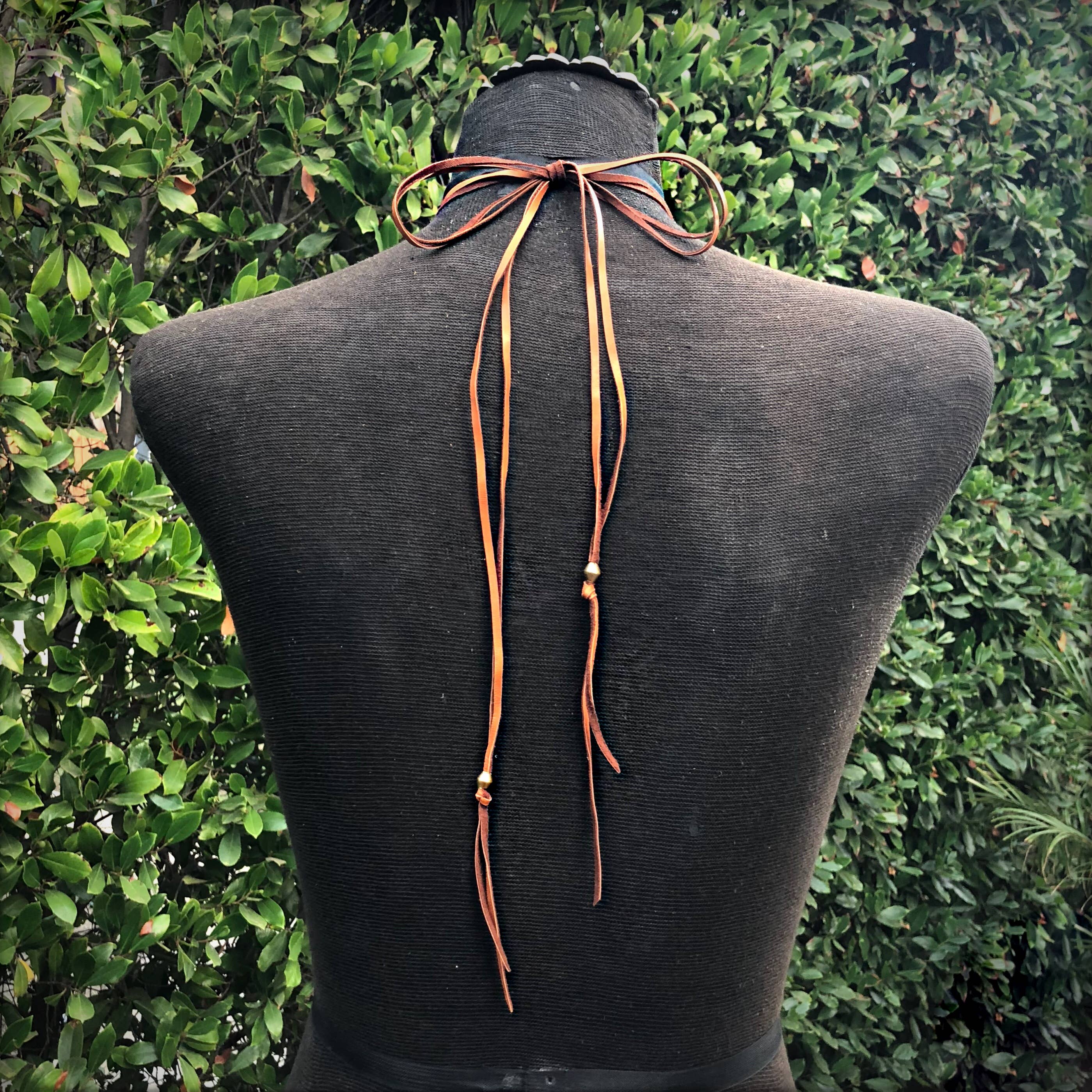 ASTALI - Wholesale Choker/Collar - Leather Wrap Choker - Rust & Brass, Western Necklace/Hatband14