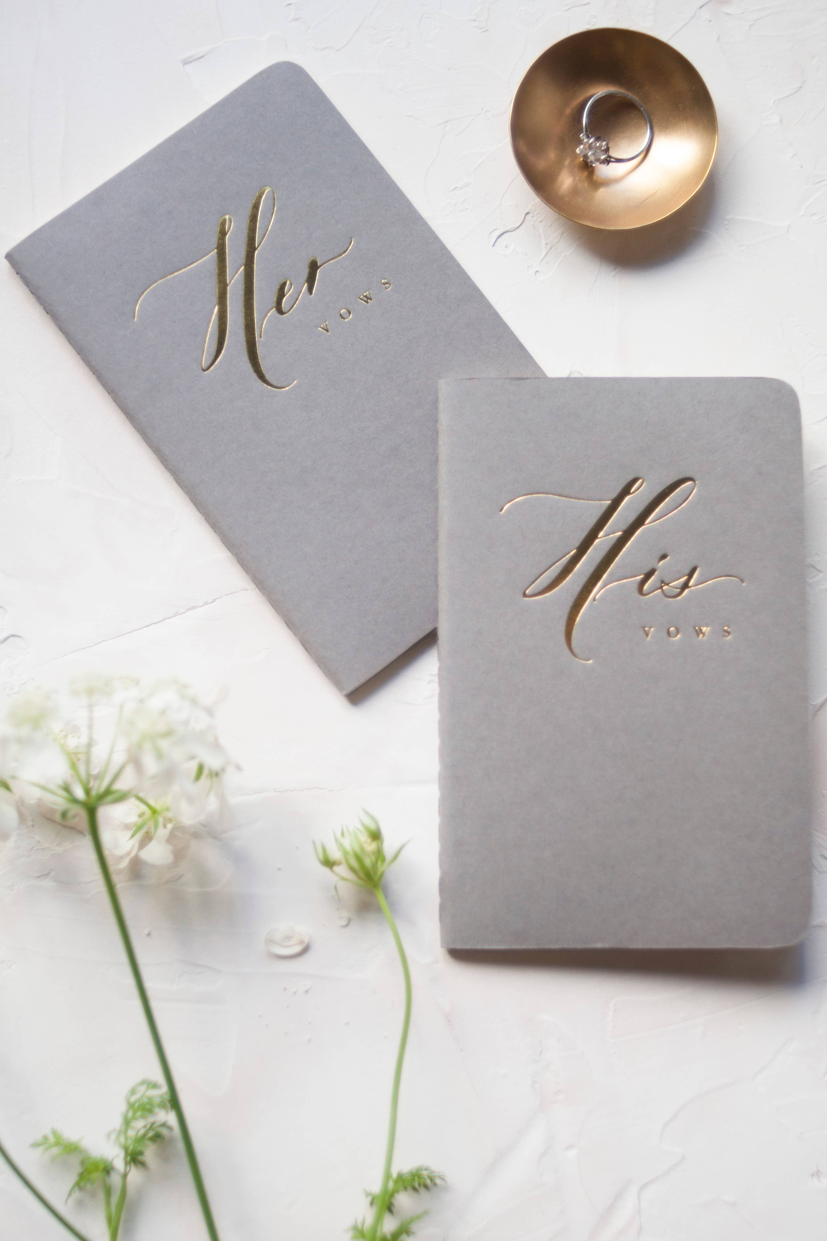 Seniman Calligraphy – wholesale Anteckningsbok – Grå vigsellöftesböcker med guldfoliepress1