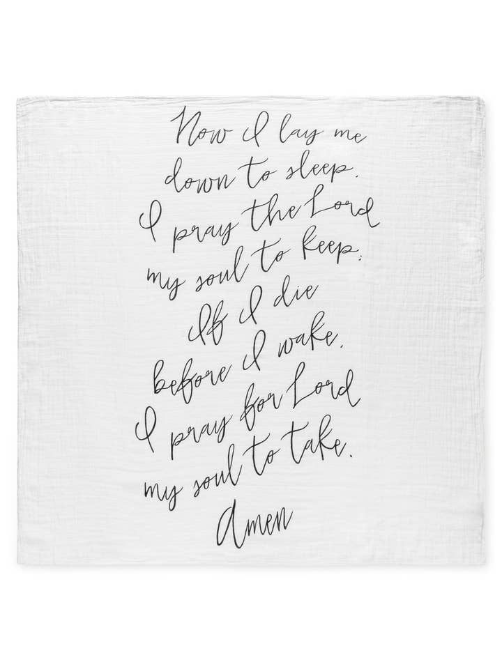 Modern Burlap - Wholesale Swaddle - Baby - Organic Swaddle Blanket- Now I lay me prayer