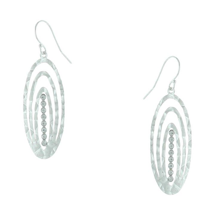 Hammered Circle Maze w/ Crystals Earrings for wholesale by Takobia
