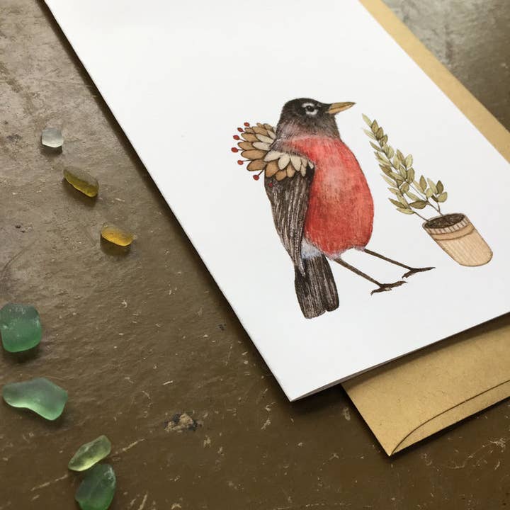 Polanshek of the Hills - Wholesale Everyday Greeting Card - Card - Robin - Critters and Plants2