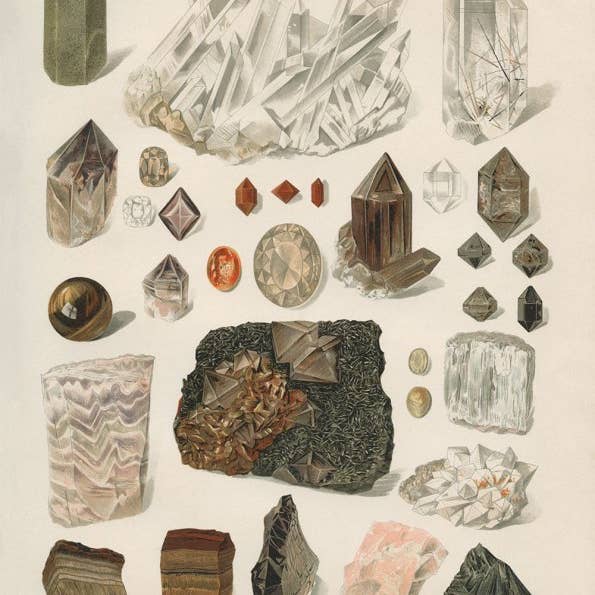 Capricorn Press - Wholesale Art Print - Antique Gem and Crystal Rock Art Print1