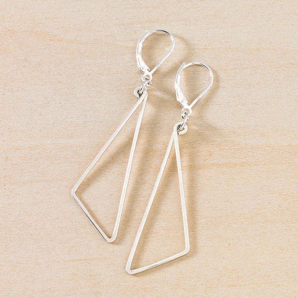 Freshie & Zero - Wholesale Dangle Earrings - Pivot Earrings Geometric Hammered Wire, Sterling Silver/Gold2