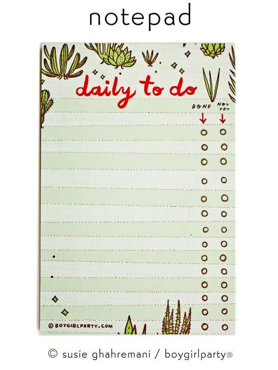 Cactus To Do List Bloc-notes — Planificateur écologique pour plantes succulentes pour la vente par Boygirlparty