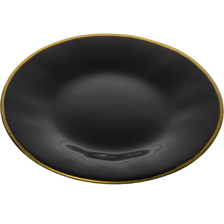 Black Chargers With Gold Rim - Set Of Four for wholesale by CLASSIC TOUCH DECOR INC.