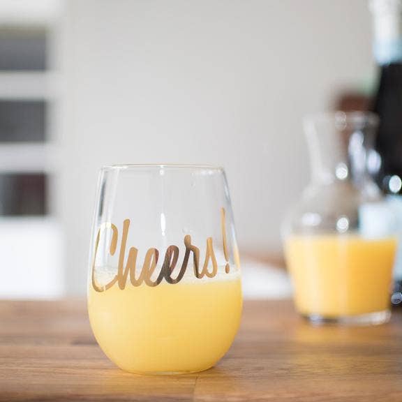 Vital Industries – wholesale Wine glass – 20K Gold Cheers Stemless Wine