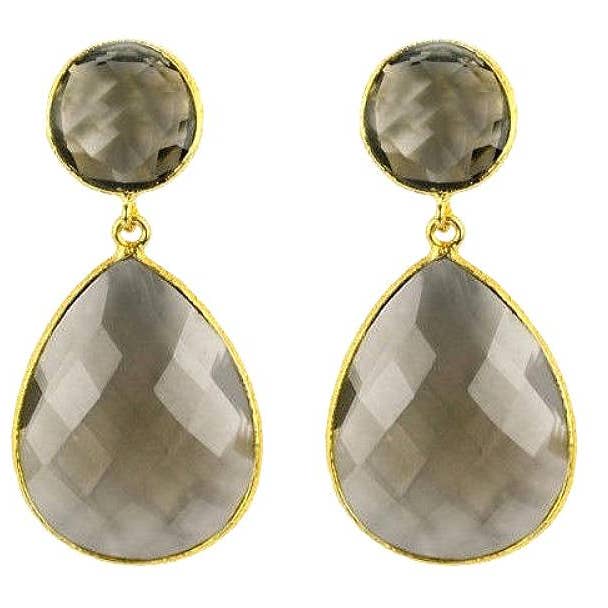 Maya Earrings in Smokey Quartz for wholesale by ADMK Jewelry