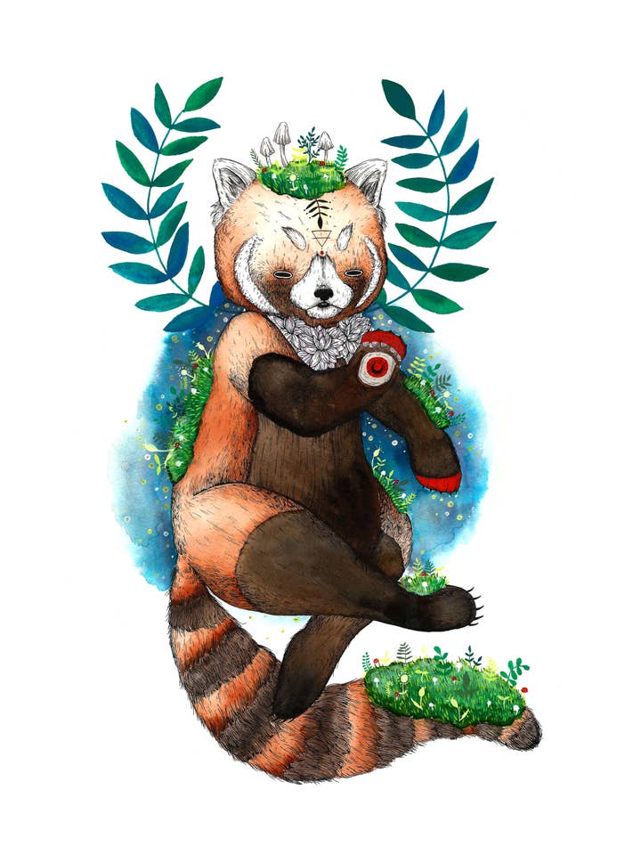 11" x 14" The Red Panda Oracle Print for wholesale by Marika Paz Illustration