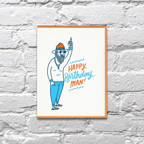 Happy Birthday Man Card for wholesale by Bench Pressed