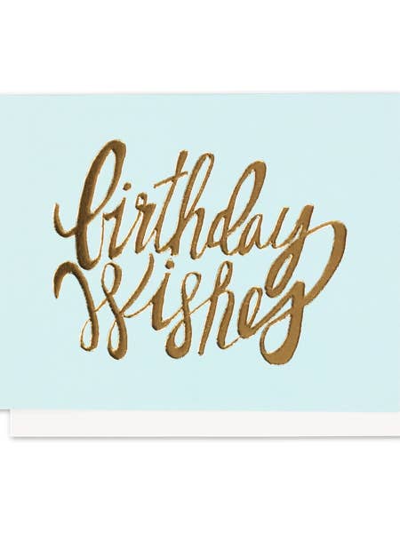 Birthday Wishes Gold Foil + Emboss Greeting Card for wholesale by Thimblepress