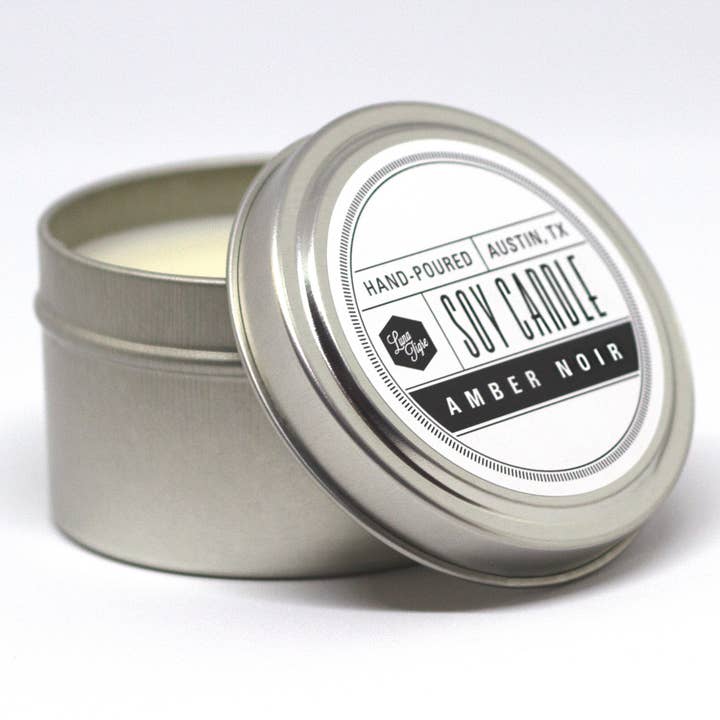 Amber Noir Soja-Kerze in Zinn - 4 oz für den Großhandel von Luna Tigre Candles