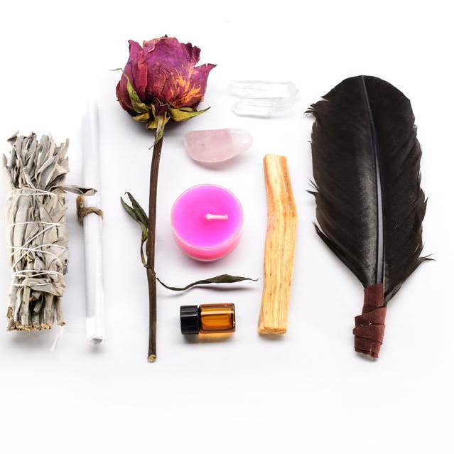 Love & Honor Ritual Kit gift set with crystals, essential oil, and candle for wholesale by J. Southern Studio