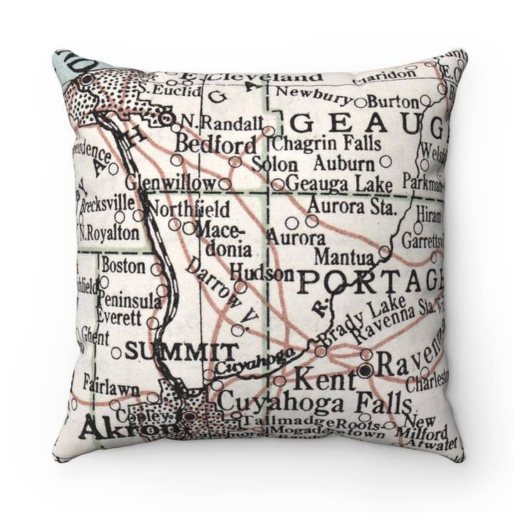 Hudson Ohio Map Pillow – 18" Square Throw Pillow for wholesale by Daisy Mae Designs