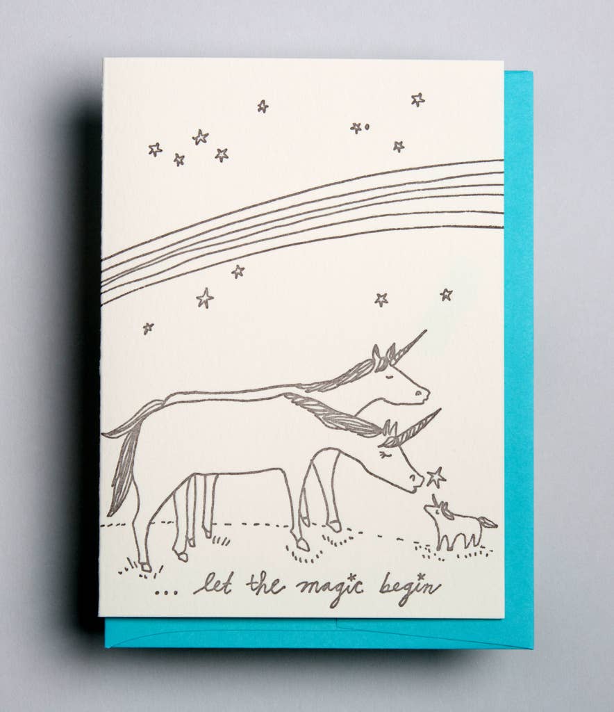Wolf & Wren Press - Wholesale Baby Card - New Baby Unicorns2