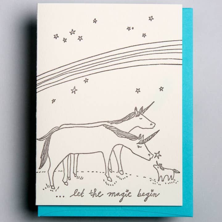 Wolf & Wren Press - Wholesale Baby Card - New Baby Unicorns2
