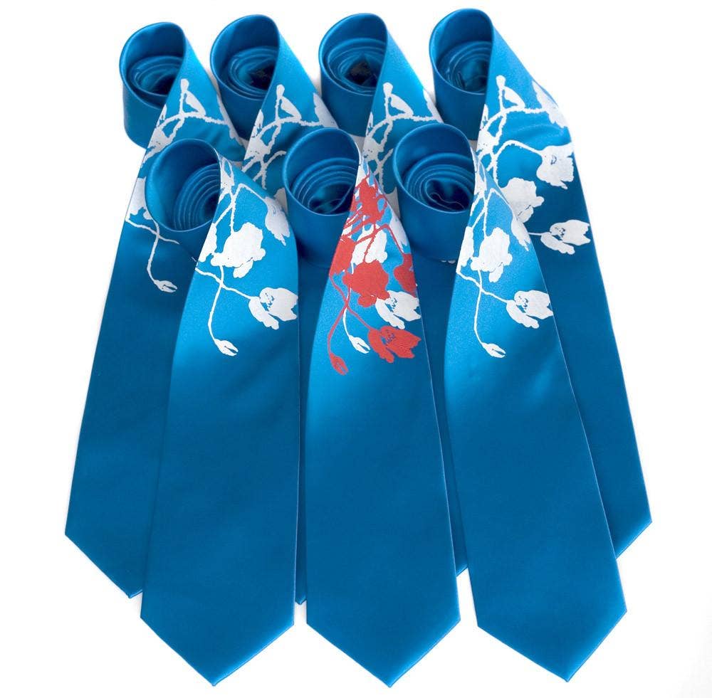 Cyberoptix Tie Lab - Wholesale Necktie - Men's - Poppies Necktie. Floral print Microfiber Tie.2