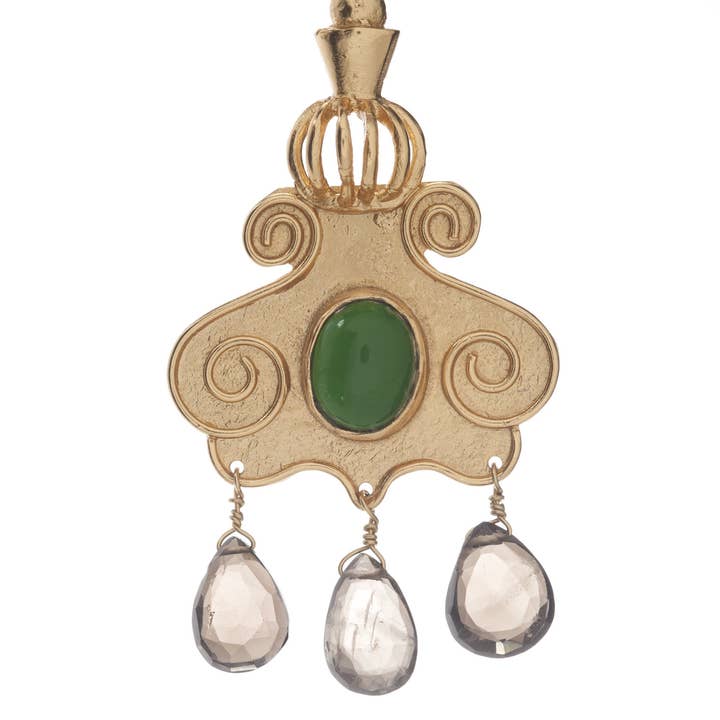 Orecchino Cupola In Topazio Verde E Gocce Di Topazio Fumo per la vendita all'ingrosso da parte di Stephanie Kantis