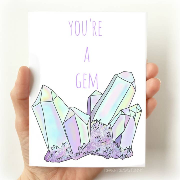 You're A Gem Thank You Card Encouragement Card Greeting Card for wholesale by Debbie Draws Funny