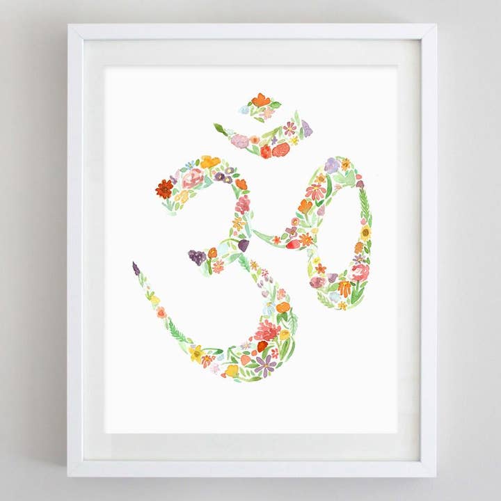 Om Floral Watercolor Print for wholesale by Carly Rae Studio