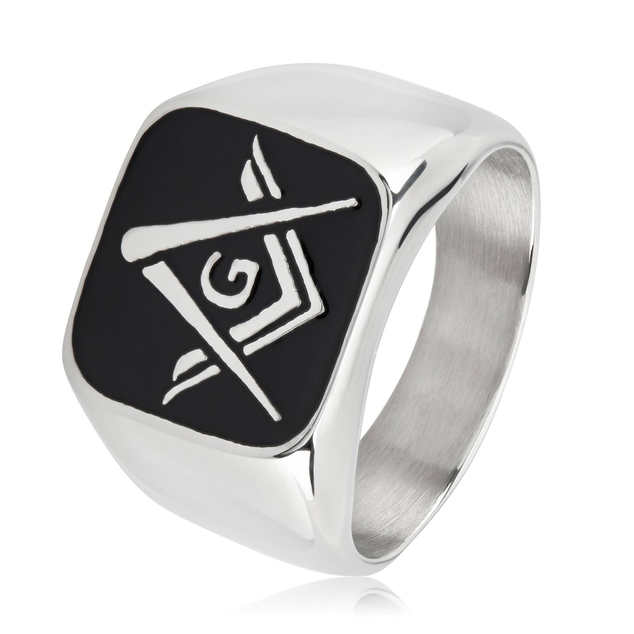 West Coast Jewelry - Wholesale Signet Ring - Masonic Shield Two Tone Stainless Steel Ring0