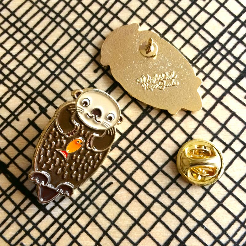 Night Owl Paper Goods - Wholesale Lapel Pin/Button - Otter Enamel Pin2