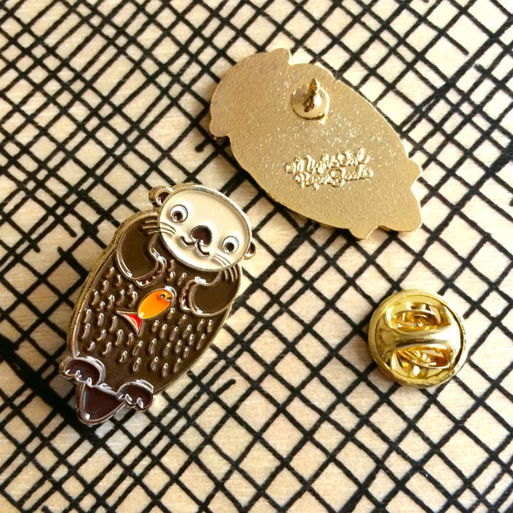 Night Owl Paper Goods - Wholesale Lapel Pin/Button - Otter Enamel Pin2