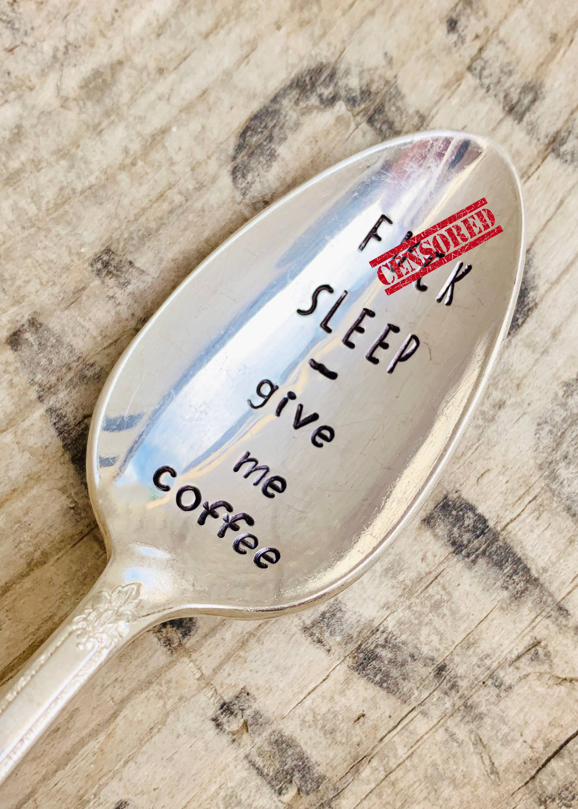 Pumpernickel and Wry – Engroshandel Bordske (bestik) – Naughty Coffee Tema Håndstemplede Vintage sølvskeer2