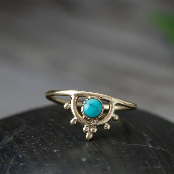 Brass Aura Ring with Turquoise Stone for wholesale by Baizaar