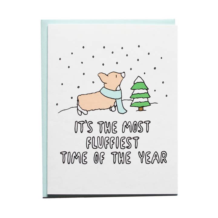 Fluffiest Time of the Year Corgi Holiday Card for wholesale by Tiffbits