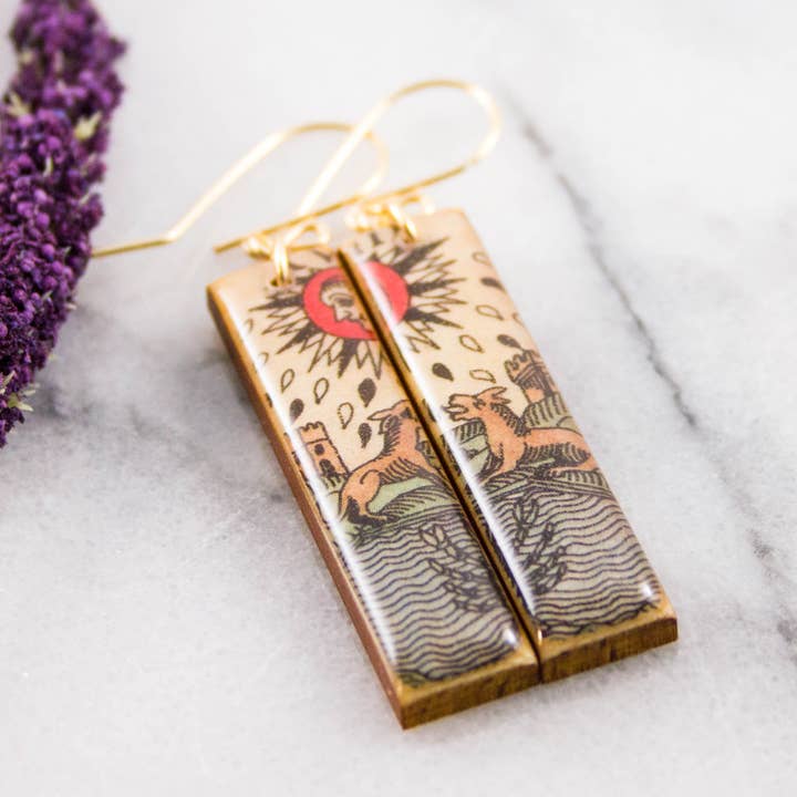 Italian Tarot Card Earrings- The Moon for wholesale by No Man's Land